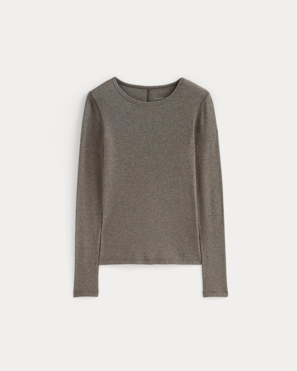 Alternative view of The Luxe Rib Long-Sleeve Crew | Washed Heathered Fatigue