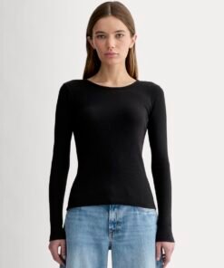 The Luxe Rib Long-Sleeve Crew | Black