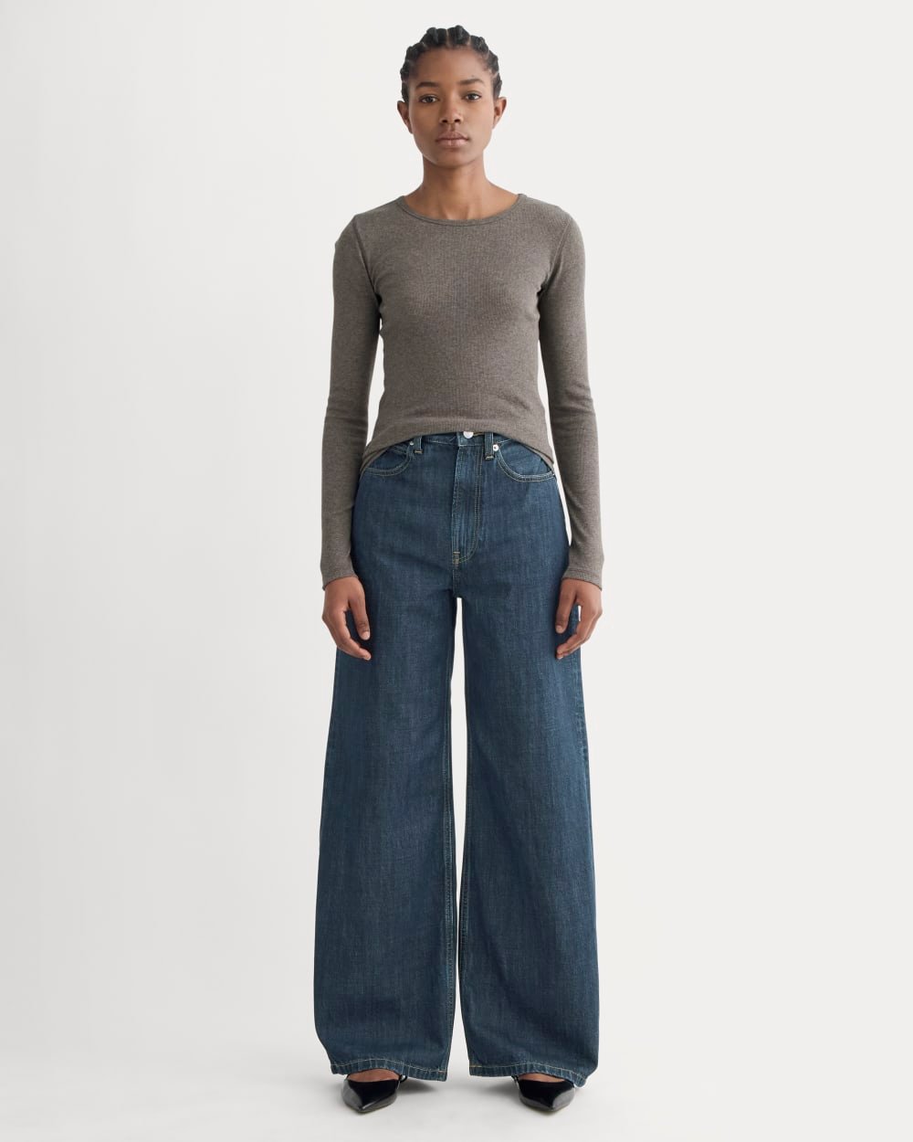 The Luxe Rib Long-Sleeve Crew | Washed Heathered Fatigue - Image 3
