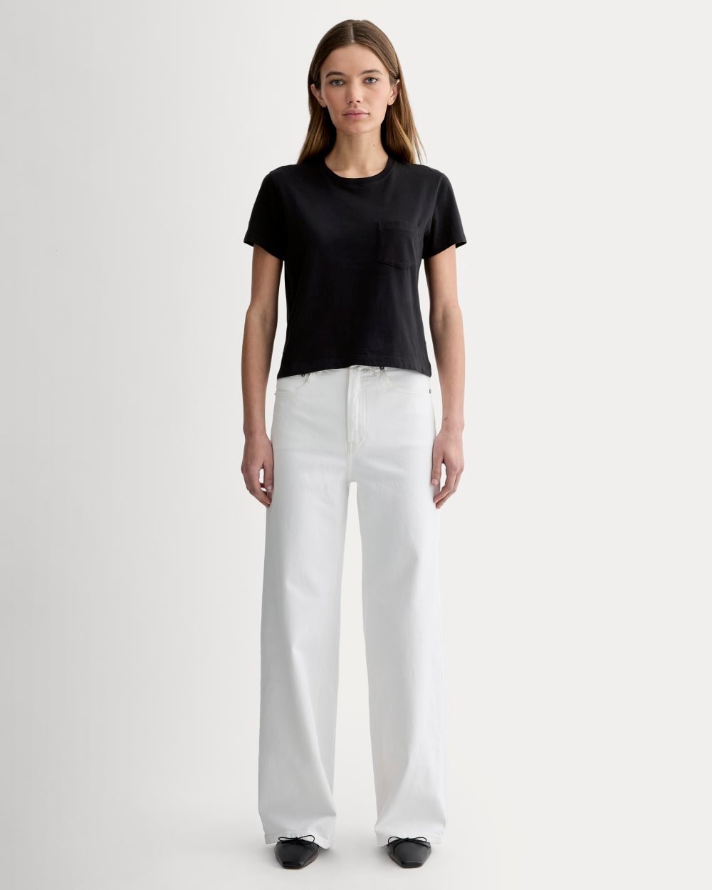 The Box-Cut Tee in Essential Cotton | Black | Pocket - Image 3