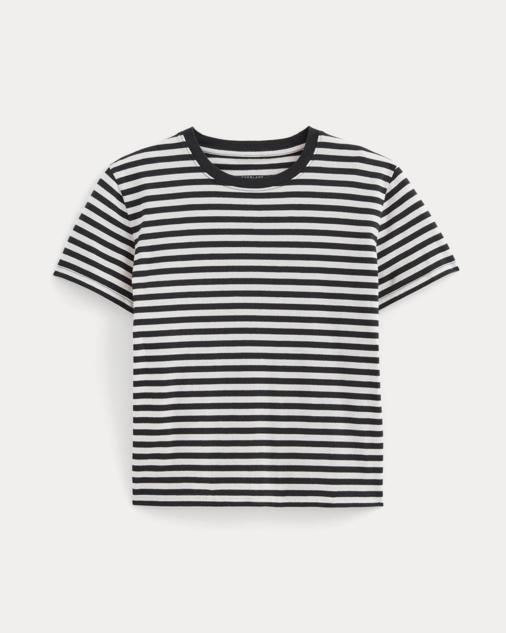 Alternative view of The Box-Cut Tee in Essential Cotton | Black / Bone | No Pocket