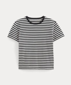 Alternative view of The Box-Cut Tee in Essential Cotton | Black / Bone | No Pocket