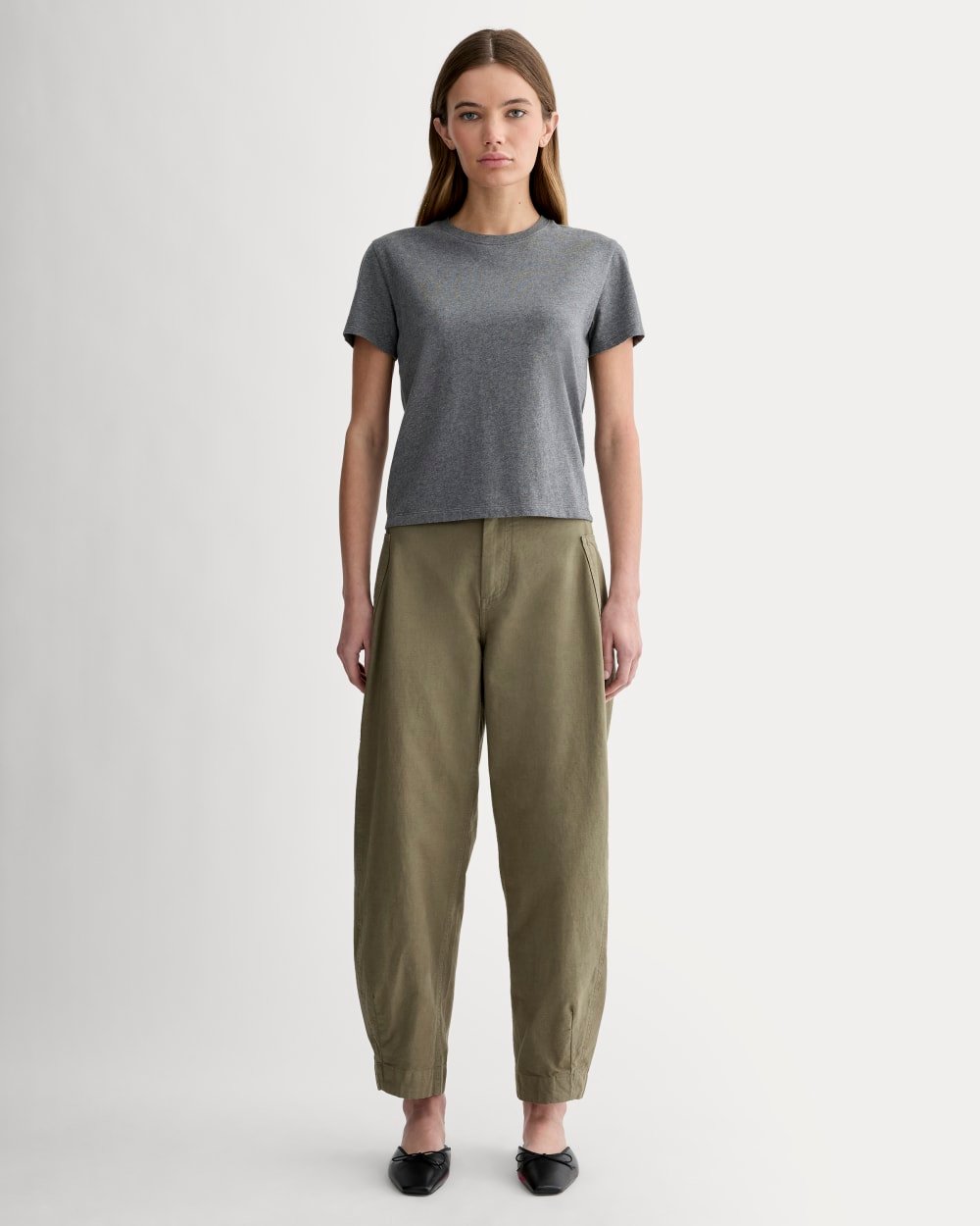 The Box-Cut Tee in Essential Cotton | Heathered Charcoal | No Pocket - Image 3